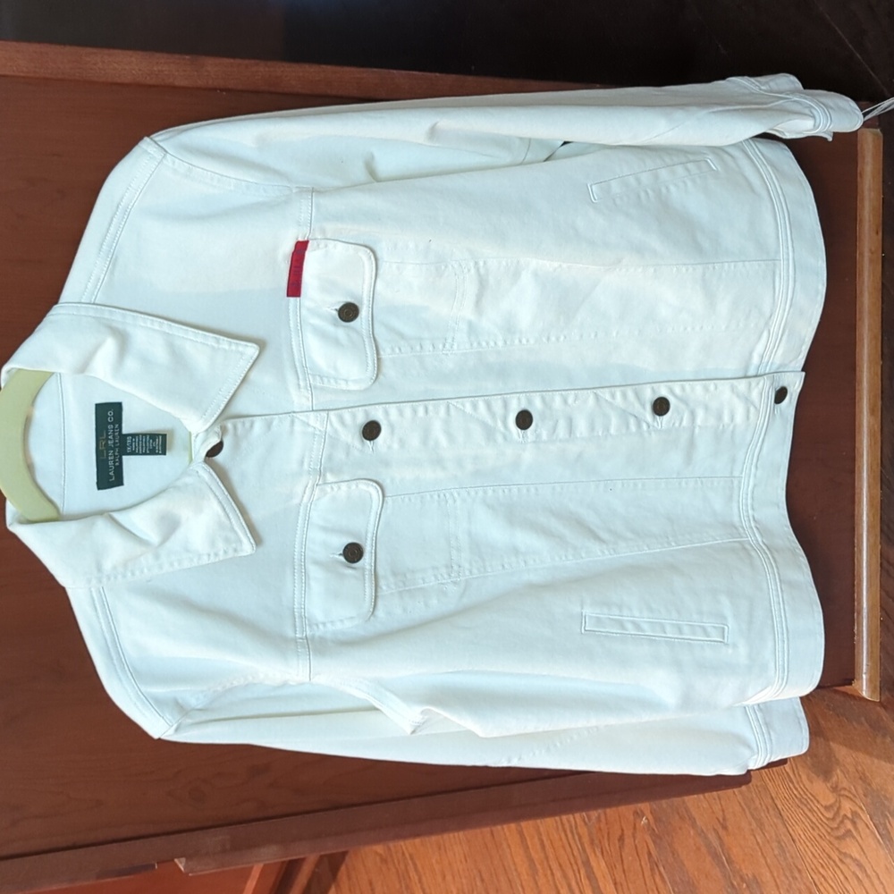 Lauren Ralph Lauren White Button Front Denim Jacket Size 1X